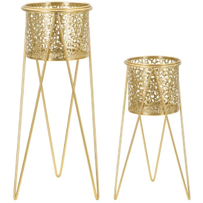 Mauro Ferretti portafiori Glod set di 2 21x20x46 e 18x18x32 cm oro