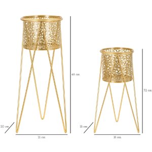 Mauro Ferretti portafiori Glod set di 2 21x20x46 e 18x18x32 cm oro
