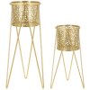 Mauro Ferretti portafiori Glod set di 2 21x20x46 e 18x18x32 cm oro
