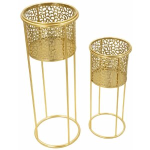 Mauro Ferretti portafiori Nat set di 2 Ø 17x46 e Ø 14x34 cm oro