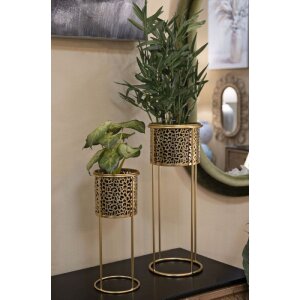 Mauro Ferretti portafiori Nat set di 2 Ø 17x46 e Ø 14x34 cm oro