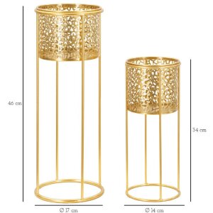 Mauro Ferretti portafiori Nat set di 2 Ø 17x46 e Ø 14x34 cm oro