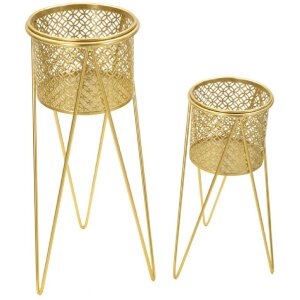 Mauro Ferretti portafiori Nat set di 2 21x20x46 e 18x18x32 cm oro