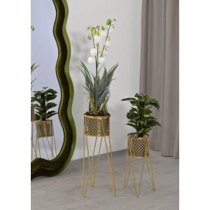 Mauro Ferretti portafiori Nat set di 2 21x20x46 e 18x18x32 cm oro
