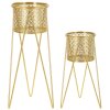 Mauro Ferretti portafiori Nat set di 2 21x20x46 e 18x18x32 cm oro
