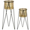 Mauro Ferretti Drak set di 2 portafiori 21x20x46 e 18x18x32 cm nero oro