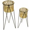 Mauro Ferretti Drak set di 2 portafiori 21x20x46 e 18x18x32 cm nero oro