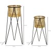 Mauro Ferretti Drak set di 2 portafiori 21x20x46 e 18x18x32 cm nero oro