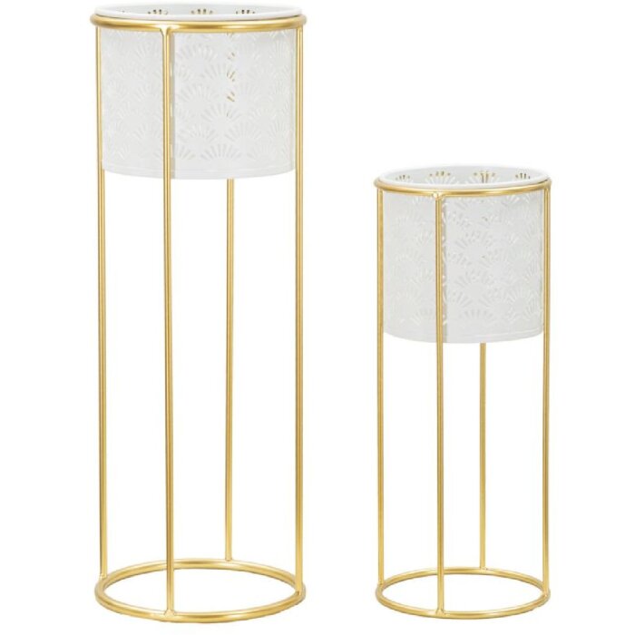 Mauro Ferretti portafiori Whity set di 2 Ø 17x46 e 14x34 cm oro bianco