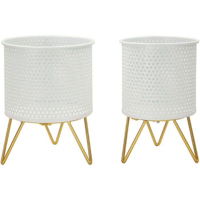Mauro Ferretti Gaspy set di 2 portafiori Ø 16x20 e 13x20 cm oro bianco