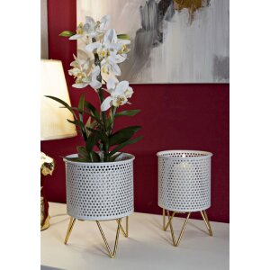 Mauro Ferretti Gaspy set di 2 portafiori Ø 16x20 e 13x20 cm oro bianco