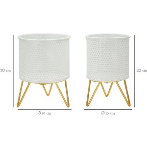 Mauro Ferretti Gaspy set di 2 portafiori Ø 16x20 e 13x20 cm oro bianco