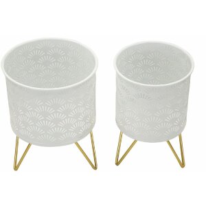Mauro Ferretti Carly portafiori set di 2 Ø 16x20 e 13x20 cm oro bianco