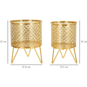 Mauro Ferretti Ceci set di 2 portafiori Ø 16x20 e 13x20 cm oro