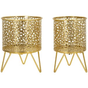 Mauro Ferretti Piny set di 2 portafiori Ø 16x20 e 13x20 cm oro