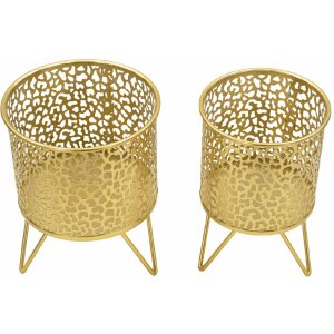Mauro Ferretti Piny set di 2 portafiori Ø 16x20 e 13x20 cm oro