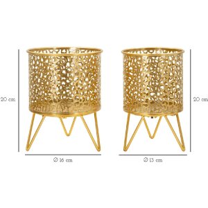 Mauro Ferretti Piny set di 2 portafiori Ø 16x20 e 13x20 cm oro