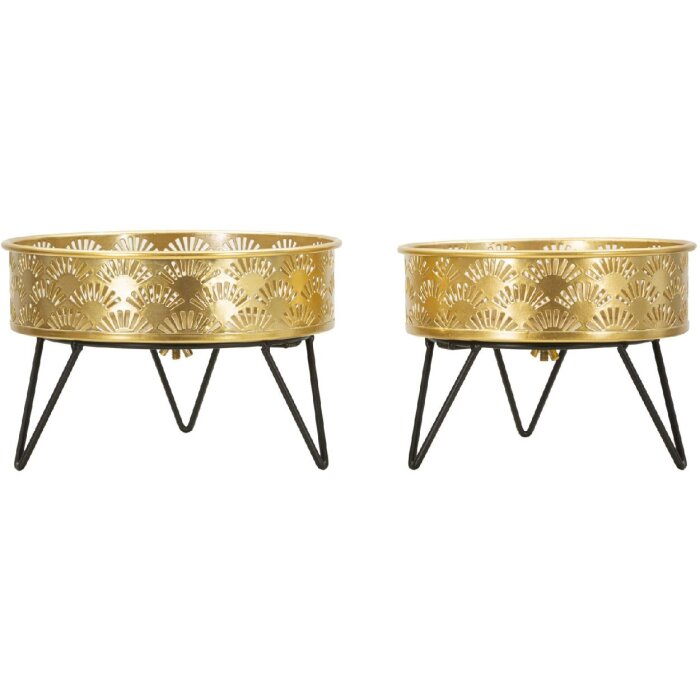 Mauro Ferretti Zanny set di 2 portafiori Ø 20,5x13 e 18x13 cm oro nero
