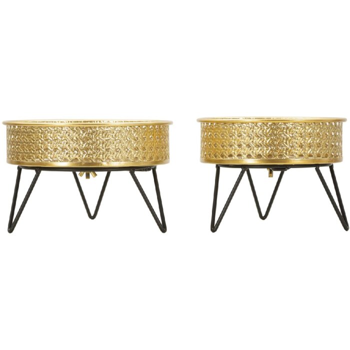 Mauro Ferretti Bossy set di 2 portafiori Ø 20,5x13 e 18x13 cm nero oro