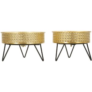 Mauro Ferretti Bossy set di 2 portafiori Ø 20,5x13 e 18x13 cm nero oro