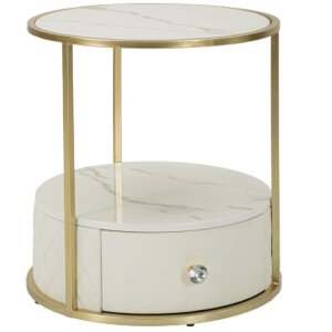 Mauro Ferretti Comodino Sharon Ø 43x48 cm oro bianco