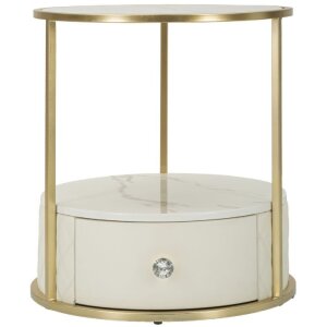 Mauro Ferretti Comodino Sharon Ø 43x48 cm oro bianco