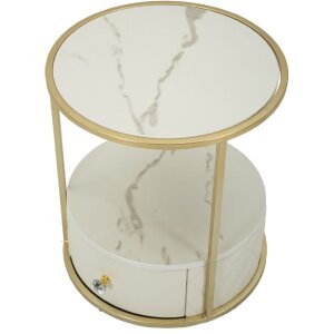 Mauro Ferretti Comodino Sharon Ø 43x48 cm oro bianco