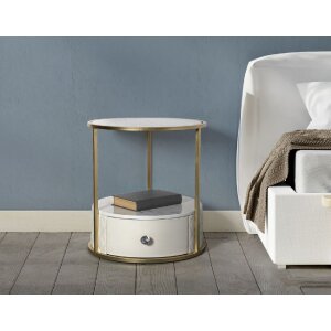 Mauro Ferretti Comodino Sharon Ø 43x48 cm oro bianco