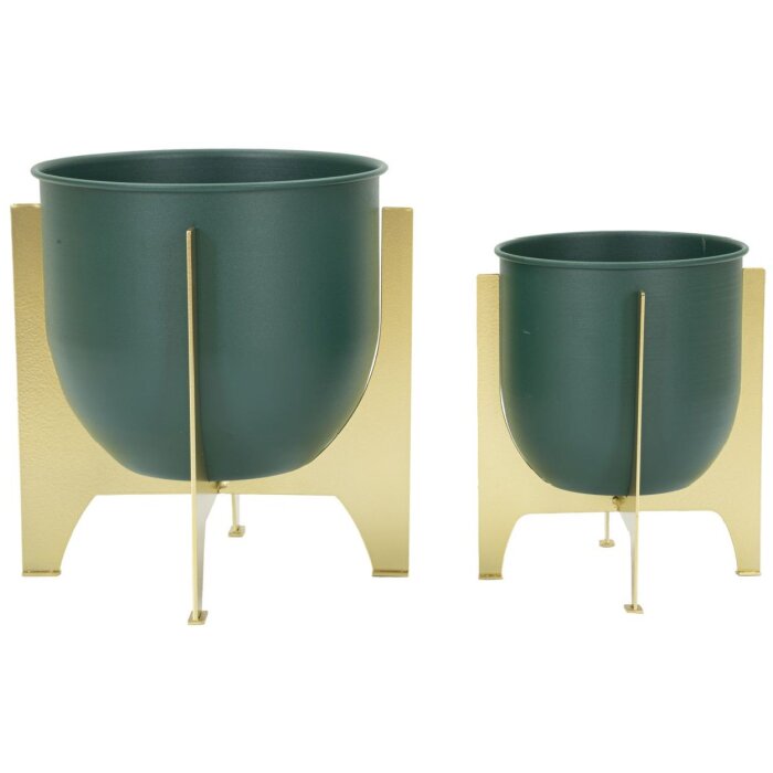 Mauro Ferretti portafiori Grent Shet Set 2 pezzi Ø 24,5x26-19x21 cm verde oro