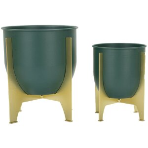 Mauro Ferretti portafiori Grent Shet Set 2 pezzi Ø 24,5x26-19x21 cm verde oro