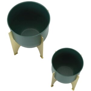 Mauro Ferretti portafiori Grent Shet Set 2 pezzi Ø 24,5x26-19x21 cm verde oro