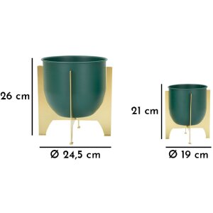 Mauro Ferretti portafiori Grent Shet Set 2 pezzi Ø 24,5x26-19x21 cm verde oro