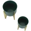 Mauro Ferretti portafiori Grent Shet Set 2 pezzi Ø 24,5x26-19x21 cm verde oro