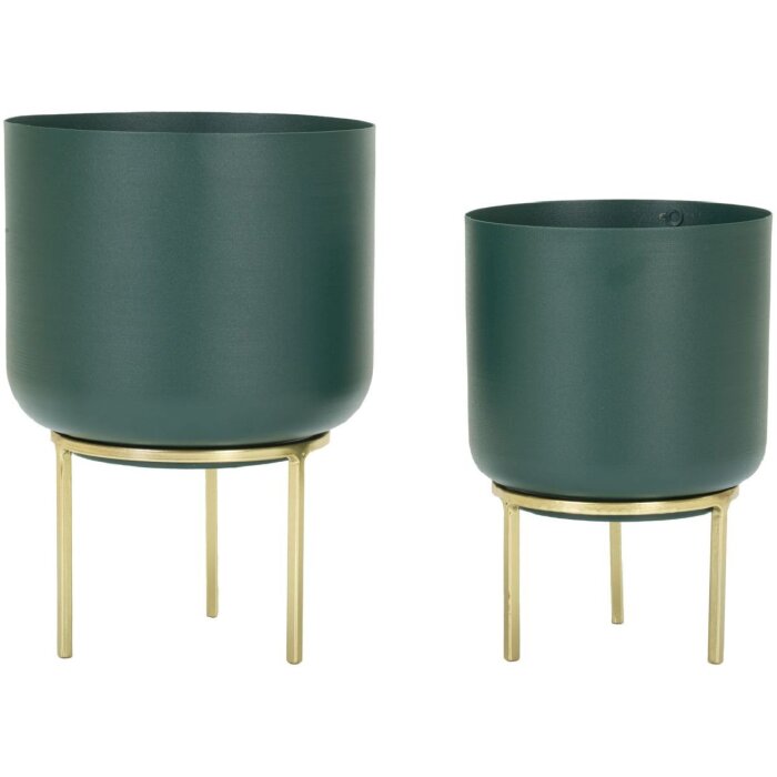 Mauro Ferretti portafiori Grent Set 2 pezzi Ø 20x29-16x24 cm verde oro