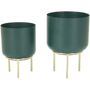 Mauro Ferretti portafiori Grent Set 2 pezzi Ø 20x29-16x24 cm verde oro
