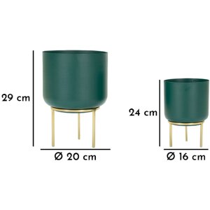 Mauro Ferretti portafiori Grent Set 2 pezzi Ø 20x29-16x24 cm verde oro