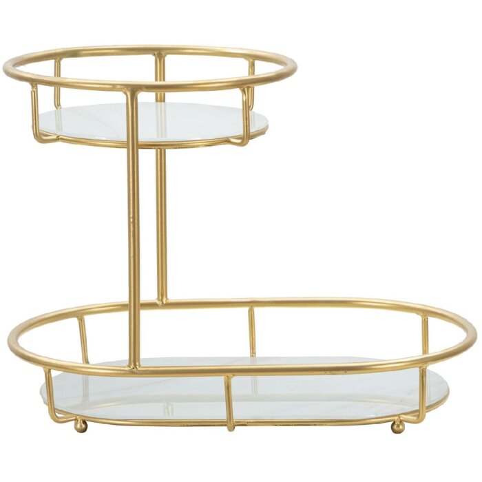 Mauro Ferretti ciotola decorativa 2 livelli 36x22,5x27 cm oro