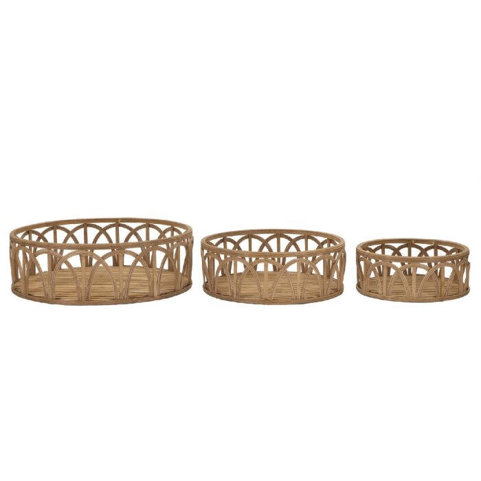 Mauro Ferretti set vassoio Fuji 3 pezzi Ø 50x16-40x14-30x12 cm marrone