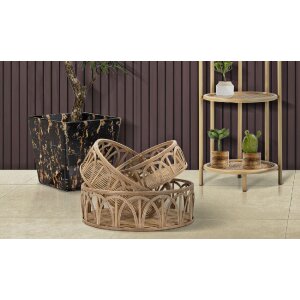 Mauro Ferretti set vassoio Fuji 3 pezzi Ø 50x16-40x14-30x12 cm marrone