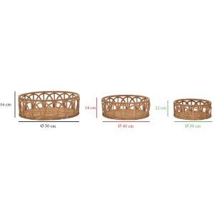 Mauro Ferretti set vassoio Fuji 3 pezzi Ø 50x16-40x14-30x12 cm marrone