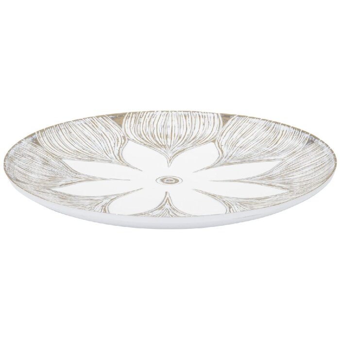 Mauro Ferretti vassoio decorativo Atene Poliresina Bianco Lavaggio Ø 35,5x4,4 cm Boho Chic