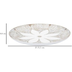 Mauro Ferretti vassoio decorativo Atene Poliresina Bianco Lavaggio Ø 35,5x4,4 cm Boho Chic