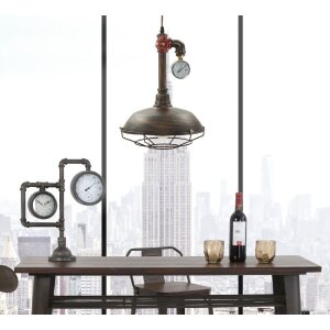 Mauro Ferretti lampada da soffitto Manhattan rotonda E27 Ø 26x36 cm scuro