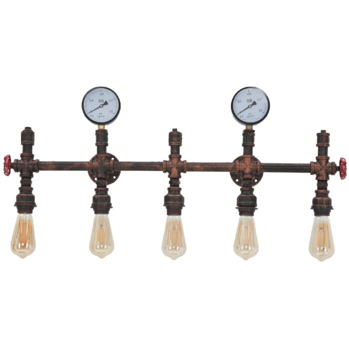 Mauro Ferretti applique industriale 5 luci E27 86x9x32 cm nero