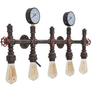 Mauro Ferretti applique industriale 5 luci E27 86x9x32 cm nero