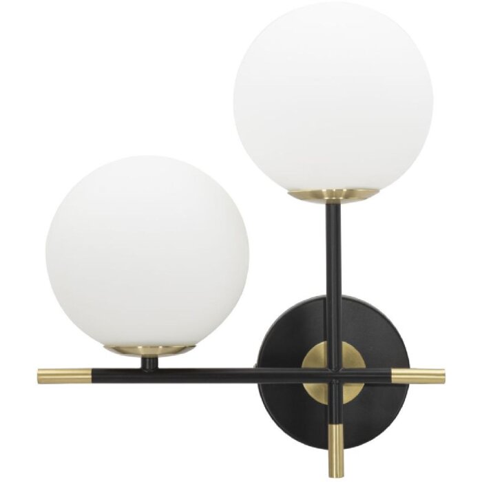 Mauro Ferretti applique Darky doppio E14 30x17x35 cm oro bianco nero