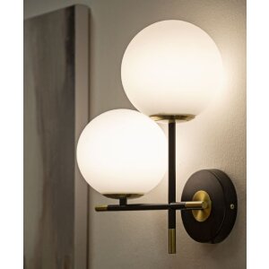 Mauro Ferretti applique Darky doppio E14 30x17x35 cm oro bianco nero