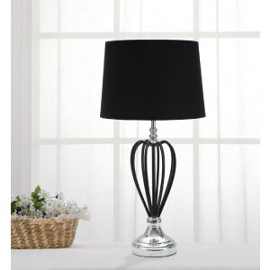Mauro Ferretti Darky lampada da tavolo argento E27 Ø 28x56 cm nero argento