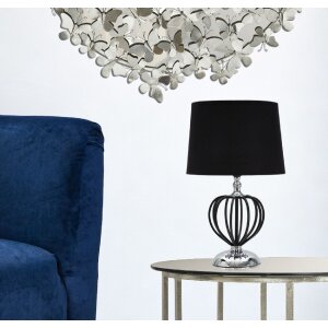 Mauro Ferretti Darky lampada da tavolo argento E27 Ø 28x44,5 cm nero argento