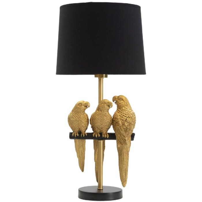 Mauro Ferretti lampada da tavolo pappagalli E27 Ø 30x62,5 cm nero oro